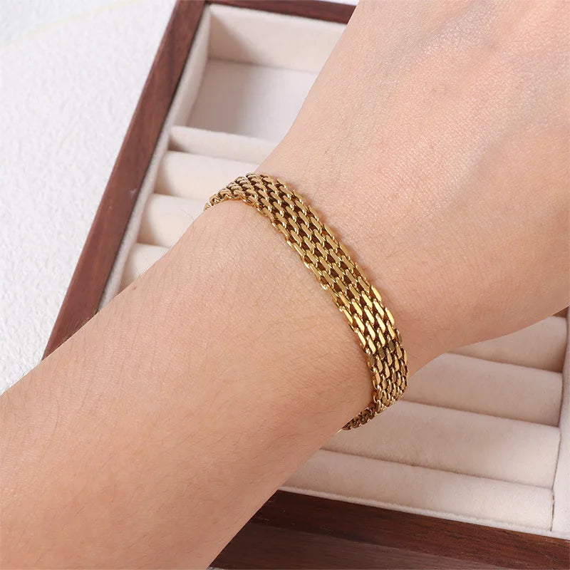 Stainless Steel Snake Chain Bracelet for Women Girls - Light Luxury Non-Fading Wrist Jewelry