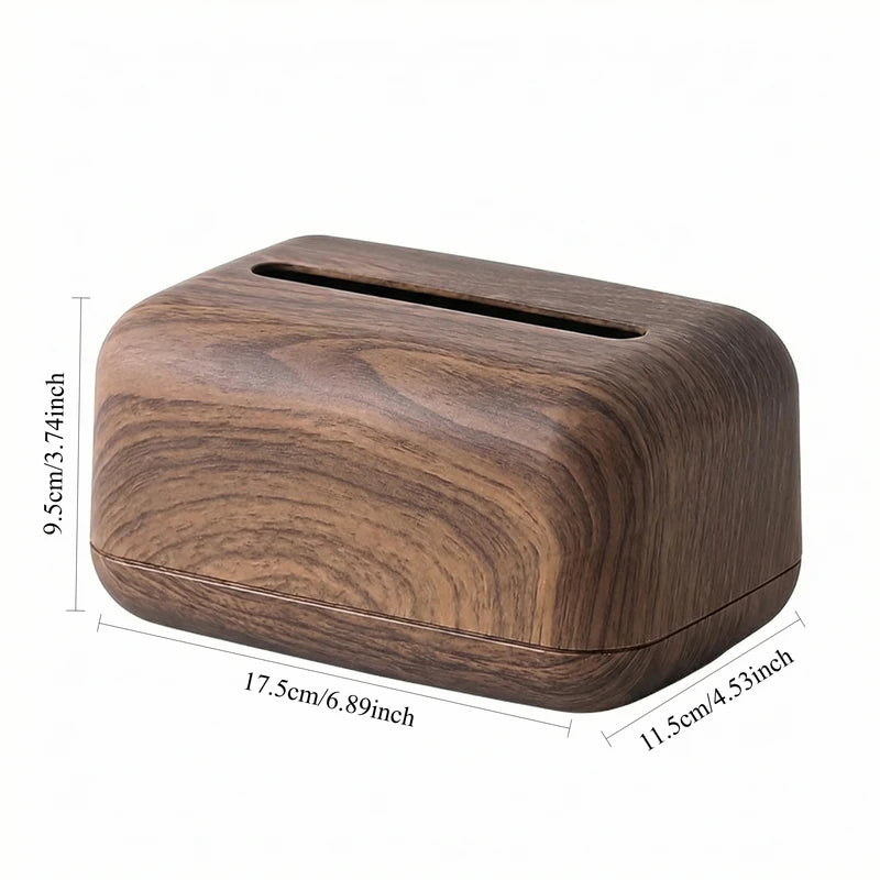 Vintage Faux Wood Plastic Tissue Box Cover - Desktop Napkin Dispenser for Home & Restaurant