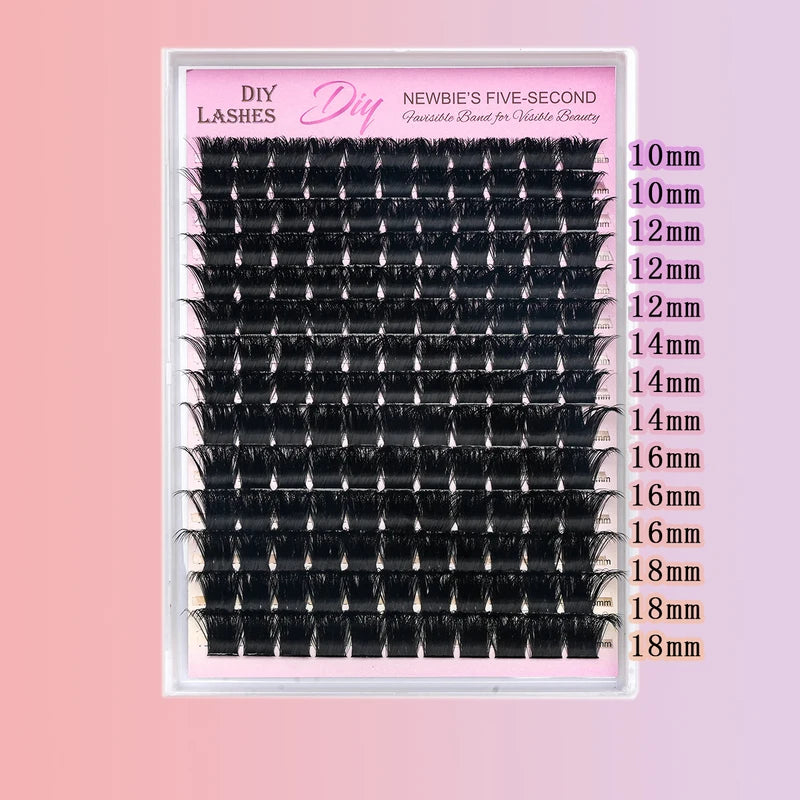 14 Rows Individual Mink Eyelash Clusters for Natural Volume & Extension Makeup