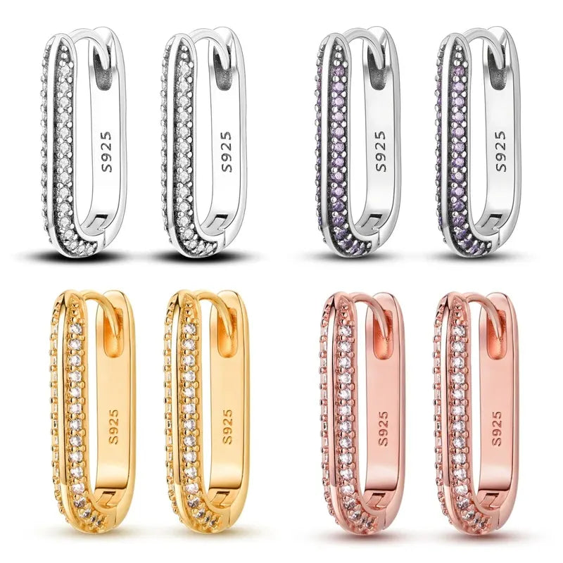 Sterling Silver Heart Hoop Earrings with Zircon CZ Infinity Love for Women