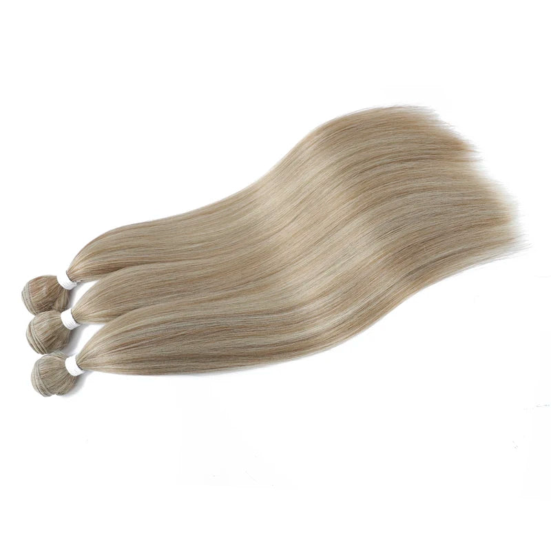Synthetic Hair Extensions Blonde Straight Bundles Heat Resistant 12-38 Inch