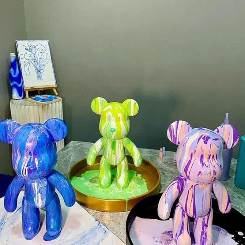 DIY Graffiti Painted Fluid Bear Body Ornament - Creative Handmade Doll Figurine