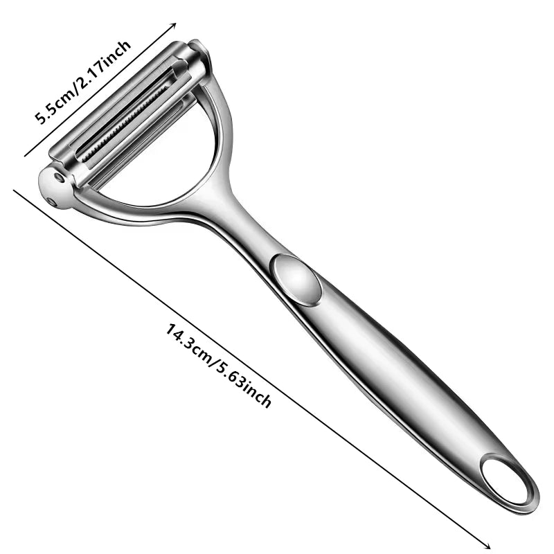 2in1 Stainless Steel Vegetable Peeler and Julienne Tool - Multi-function Kitchen Grater