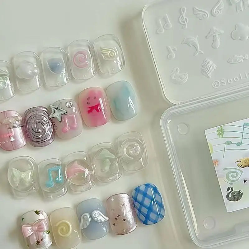Y2K Dolphin Nail Art Silicone Mold - Manicure Templates for DIY Nails