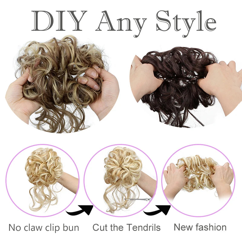 Elastic Rubber Hair Bun Band for Messy Curly Styles - Daily Use