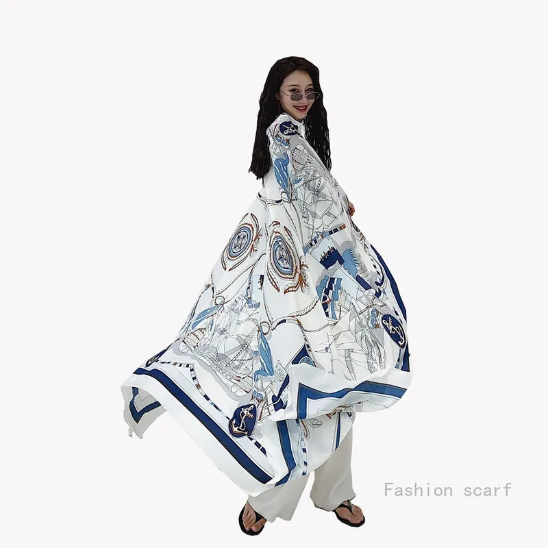 Summer Beach Scarf - Oversized Silk Wrap for Travel & Beach
