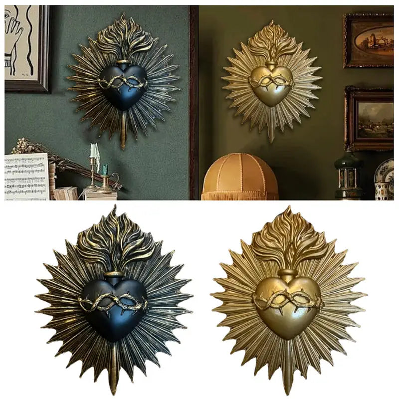 Gothic Wall Plaque Art Sculpture for Home & Hotel Decor - Black & Gold Variants