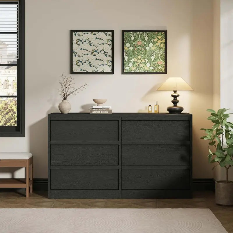 6-Drawer Dresser for Bedroom - 46.7" Wide Wooden Storage Chest, Modern Design