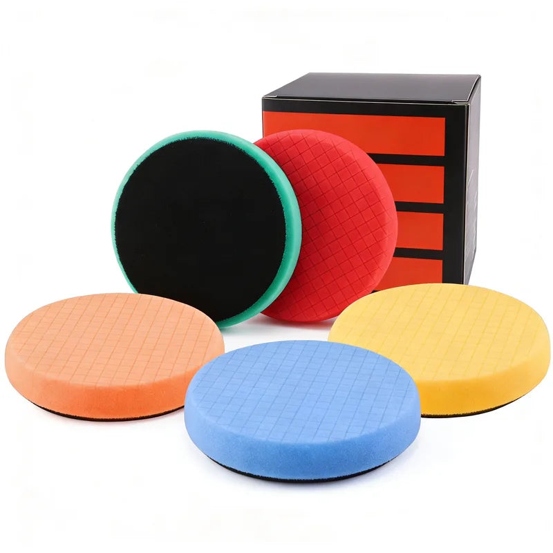 5-Piece Polishing Sponge Set for Car Buffing and Detailing - 80/125/150mm