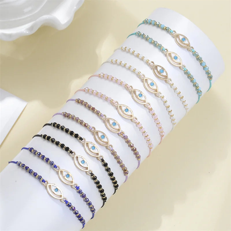 12pcs Colorful Resin Charm Bracelets Set Adjustable Rope Jewelry Gift