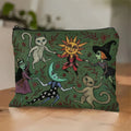 Whimsical Witch Cat and Moon Makeup Bag - Enchanted Forest Design