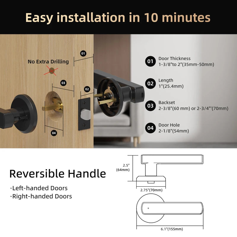 Viladepot Smart Fingerprint Door Lock with App Control & Touchscreen