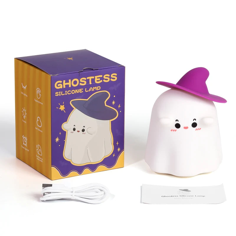 Halloween LED Night Light Silicone Mushroom Pumpkin Ghost Cartoon Kid Bedroom Nightlight