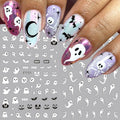 Glow-in-the-Dark Halloween Nail Stickers with Ghost and Pumpkin Designs - 2 Pieces