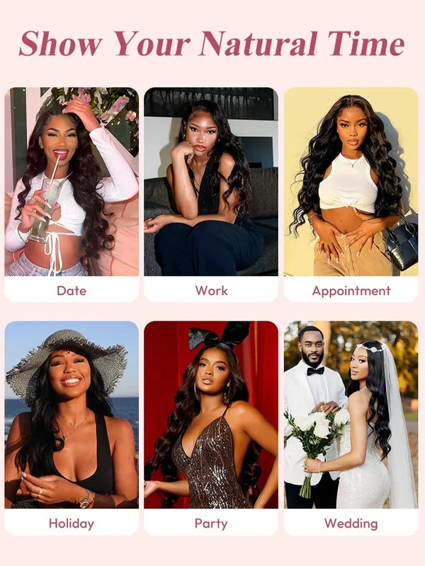 40-Inch Body Wave Human Hair Front Wig with Transparent Lace - Multiple Variants