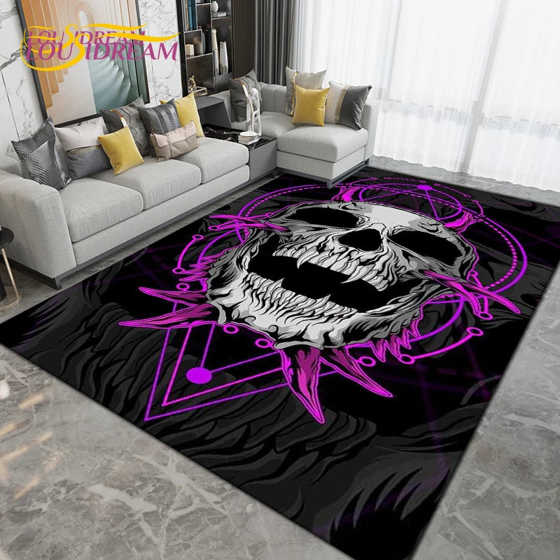 Horror Skull Area Rug for Living Room Bedroom Non-Slip Floor Mat Decor