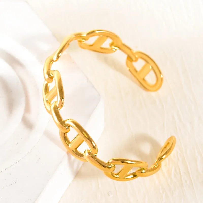 Gold Color Skeleton Bracelet for Women Wide Bangle Jewelry Gift
