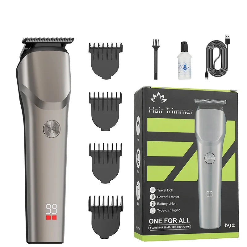 Rechargeable Hair Clipper for Men, Electric Grooming Trimmer with T-Shaped Blade