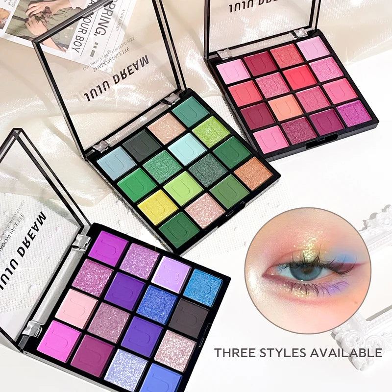 16-Color Eyeshadow Palette with Pearlescent, Matte & Shimmer Finishes
