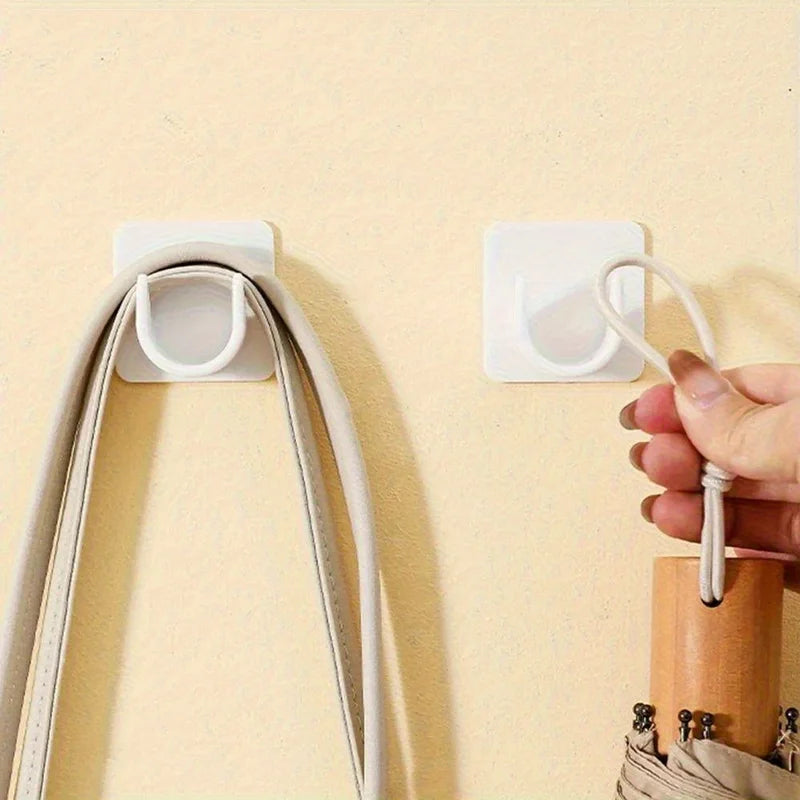 Self-Adhesive Curtain Rod Hooks 2-Pack - No Hole Punch Shower & Bathroom Fixings