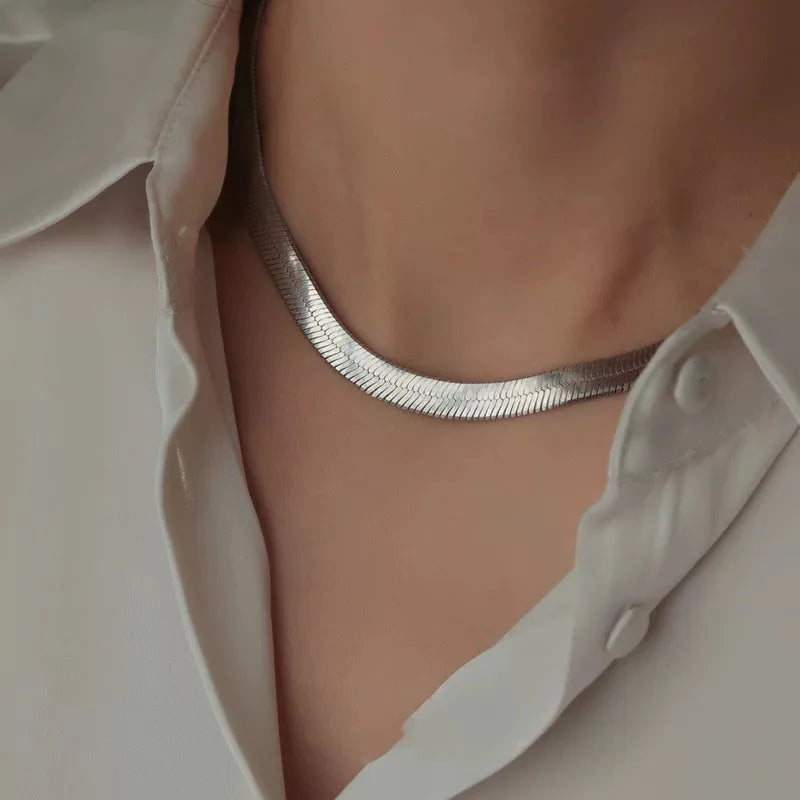 Sterling Silver Snake Chain Necklace for Women Minimalist Pendant Gift