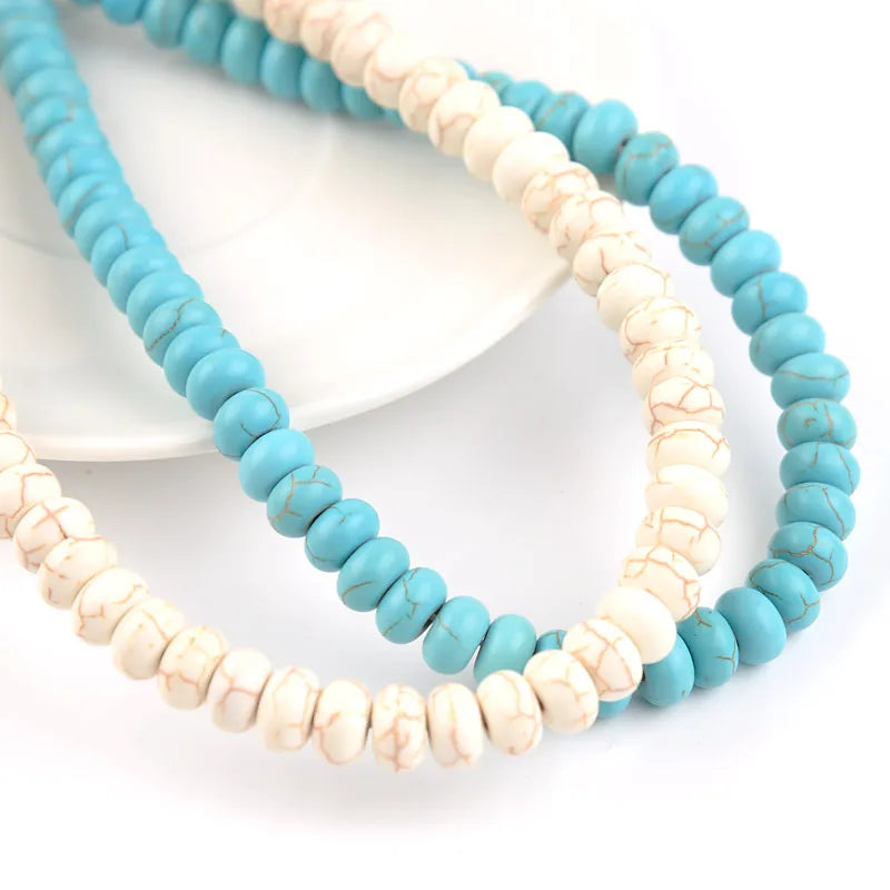 Natural Turquoise Abacus Beads for Jewelry Making - Flat Round Stones, 6-14mm
