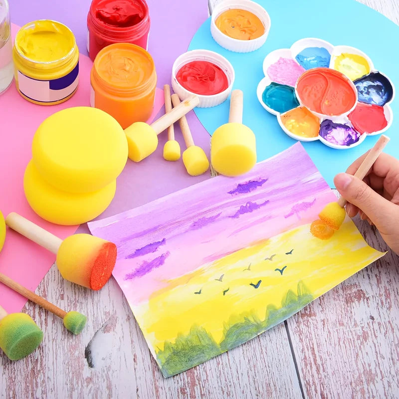 28 Pieces Round Foam Sponge Brushes for Watercolor Painting Crafts Face Art