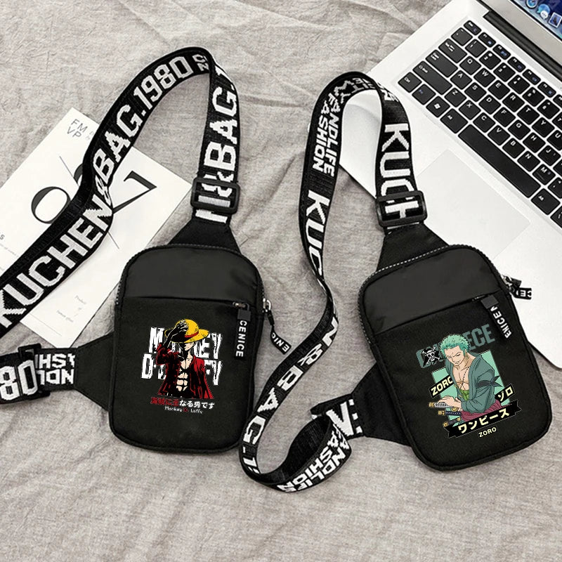 Men's Small Chest Bag with Multiple Compartments - Anime Figure Messenger Waist Bag