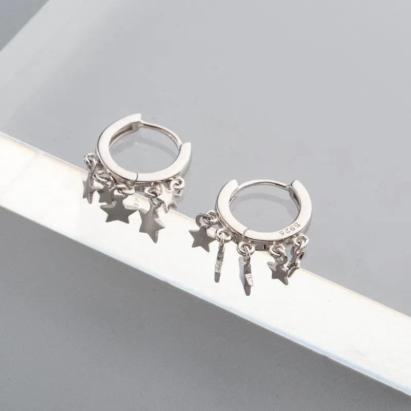 Gold-Plated Star Tassel Dangle Earrings for Women Vintage Jewelry Gift