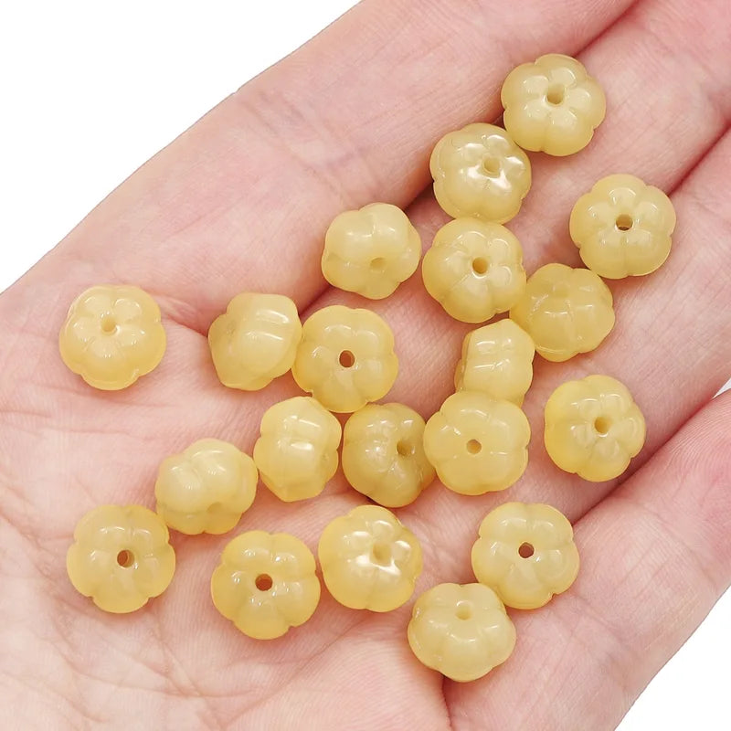 Pumpkin-Shaped Glass Beads for Jewelry Making - 10x11mm Lampwork Diy Craft Findings