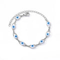 Gothic Rainbow Evil Eye Chain Bracelet for Women Stainless Steel Charm Jewelry