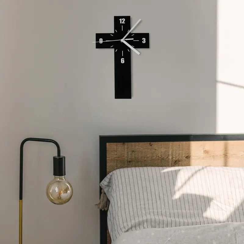 Silent Acrylic Cross Wall Clock - Modern Decorative Clock for Living Room & Bedroom