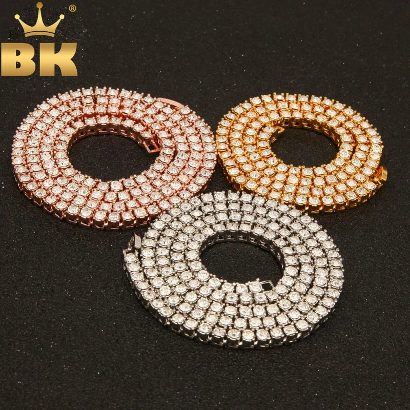 TBTK One Row Link Chain Choker Necklace with Crystals - Punk, Bling, Luxury Jewelry