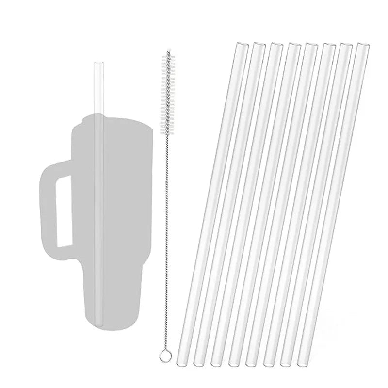 Reusable Plastic Straw with Cleaning Brush for Tumblers - Compatible with 30 oz & 40 oz Cups