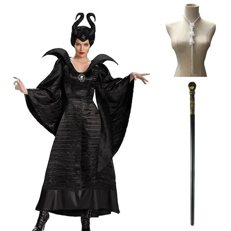 Maleficent Witch Costume Dress for Women Halloween Gothic Vampire Stepmother