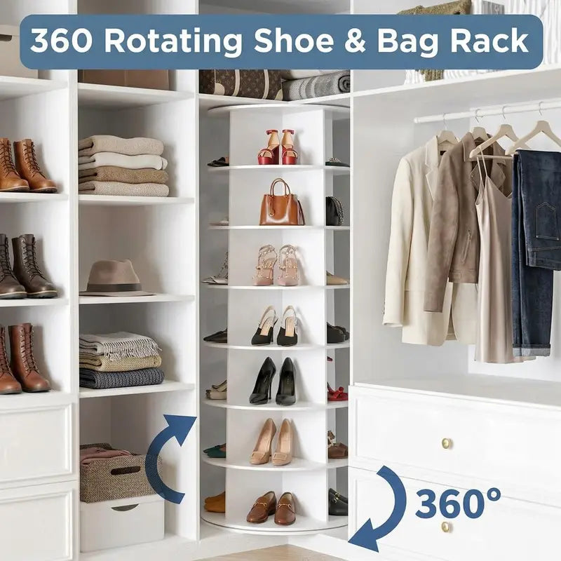Rotating Shoe Rack Tower - 7 Tiers Spin Shoe & Accessory Organizer