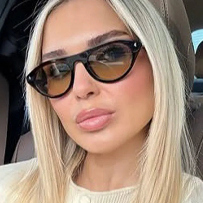 Fashion Triangle Cat Eye Sunglasses for Women Men Small Frame UV400 Gradient Retro