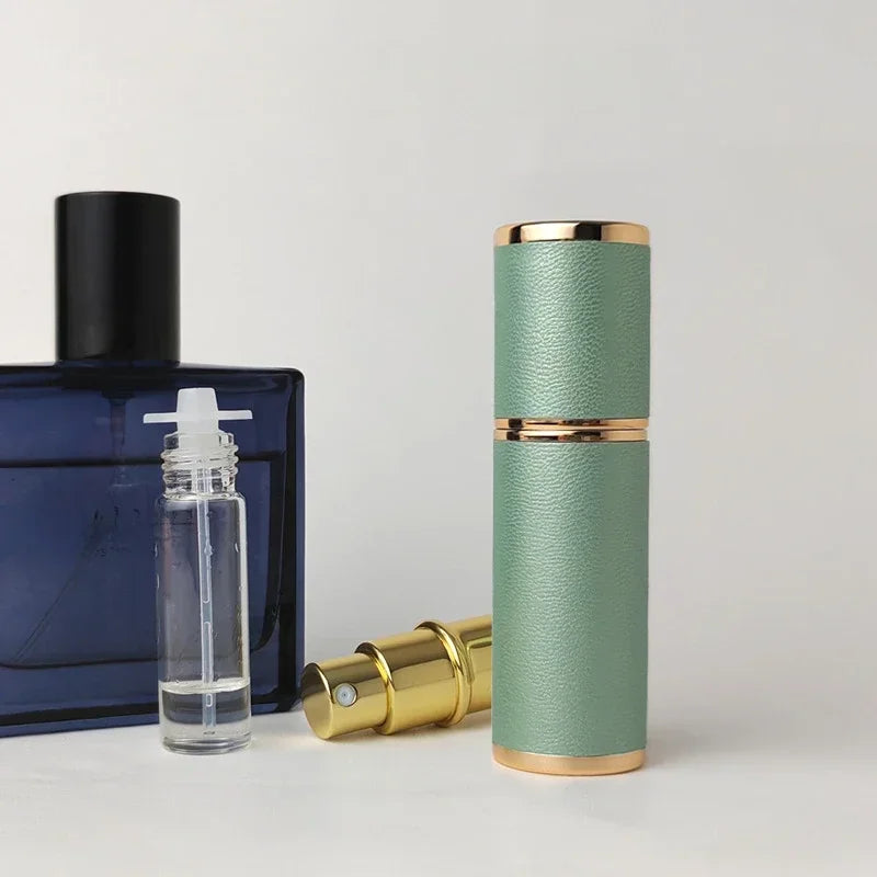 5ml Refillable Leather Perfume Bottle with Spray Travel Container