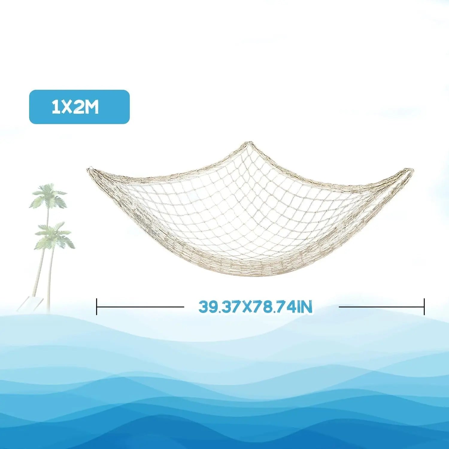 Decorative Fish Net for Wall and Party Decorations 2x1M Nautical Mesh Netting