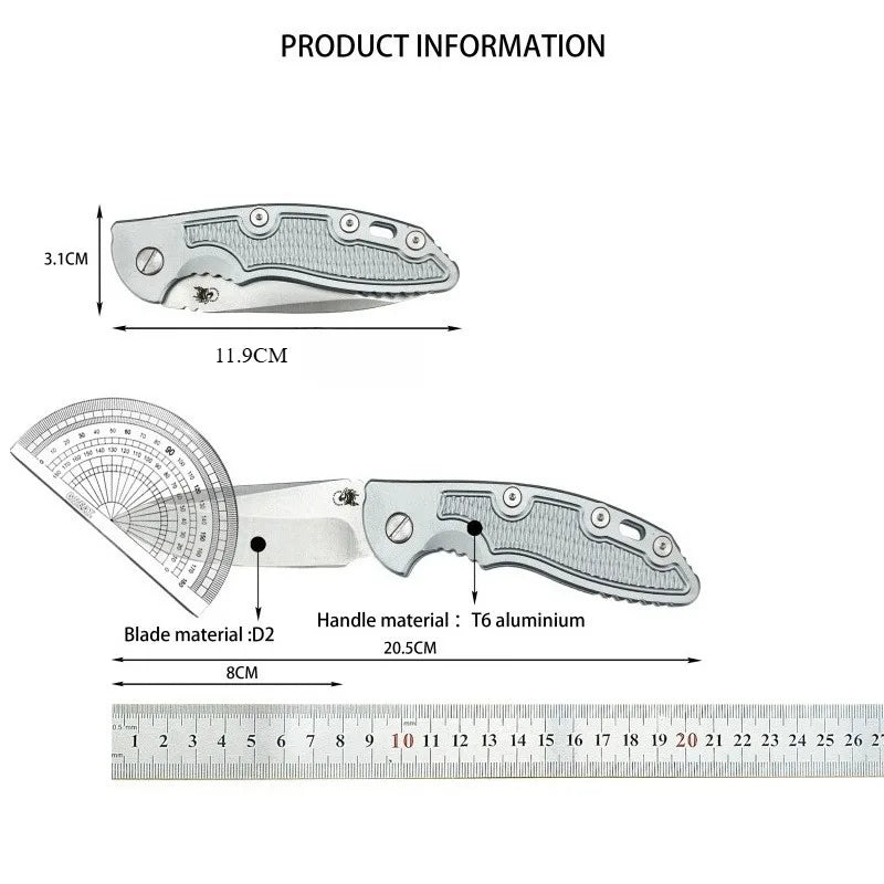 Multifunction Folding Pocket Knife with D2 Steel Blade and Aluminum Handle