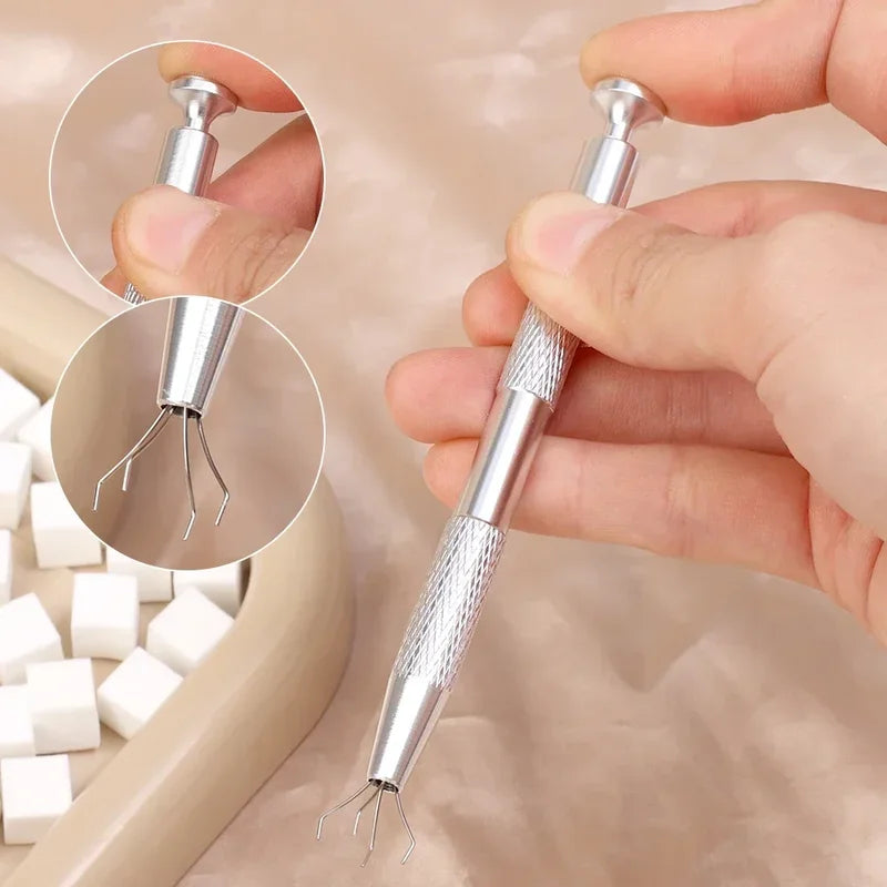 Mini Square Nail Art Sponge Set with Metal Claw Grabber - Manicure Tools