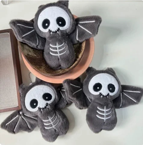 Cute Cartoon Skeleton Bat Plush Keychain for Kids Backpack Accessories Halloween Gift