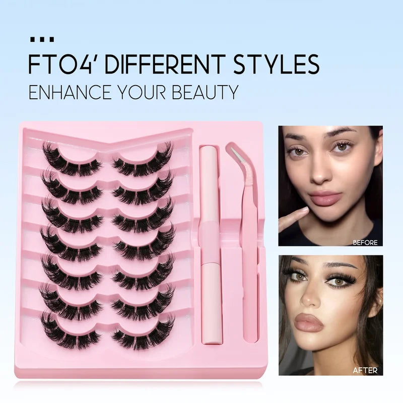 DIY Cat Eye Fluffy Eyelash Kit with Lash Bond & Seal - Multiple Colors