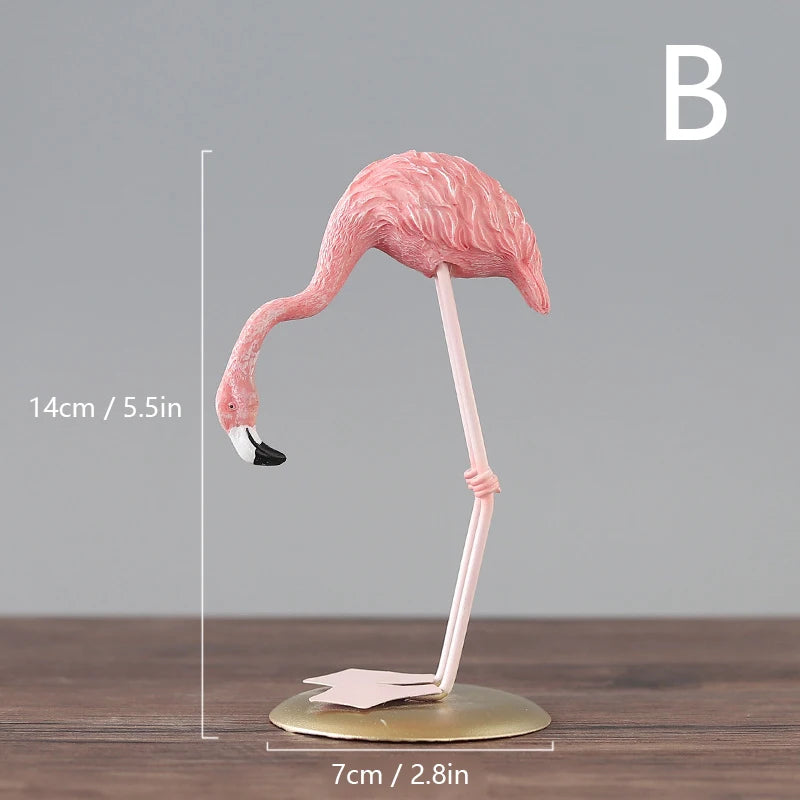 Resin Flamingo Ornament - Desktop Decor for Home & Office, Lifelike Design