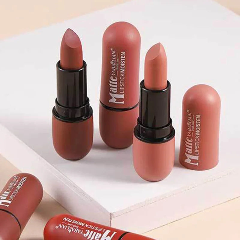 Matte Lipstick Waterproof Long Lasting Lip Color with Velvet Finish - 6 Colors