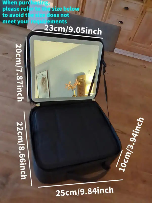 Travel Makeup Bag with LED Lighted Mirror, Large Capacity Rechargeable Cosmetic Organizer Case for Women