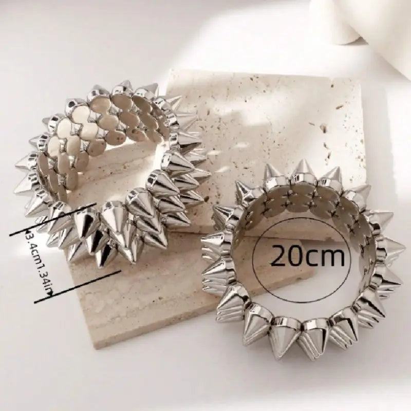 Multilayer Spike Punk Bracelet Wide Band Gothic Jewelry Accessories