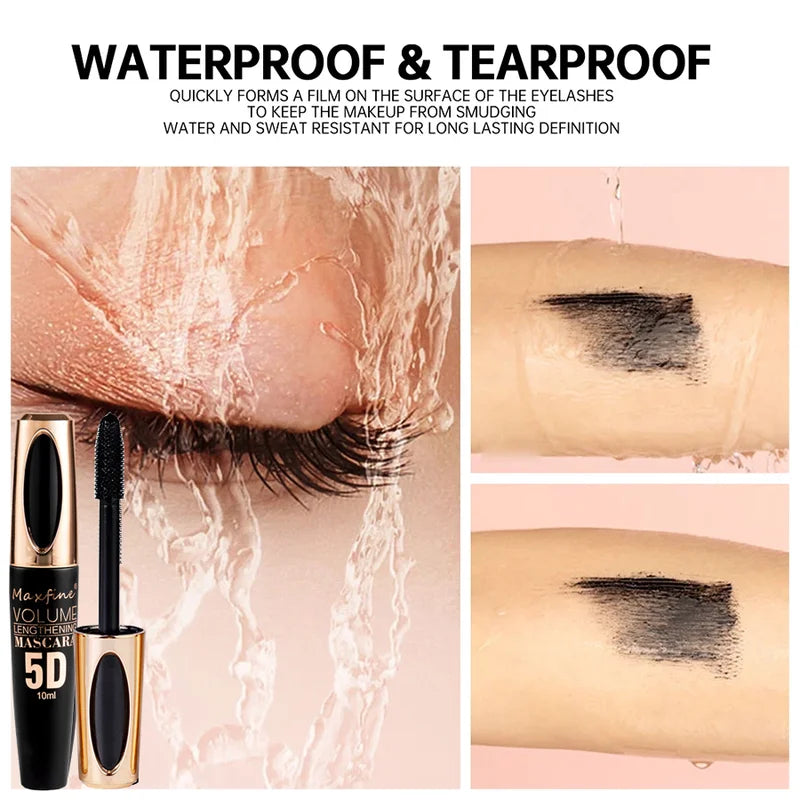 Waterproof 5D Mascara for Lengthening & Thickening Eyelashes - Black