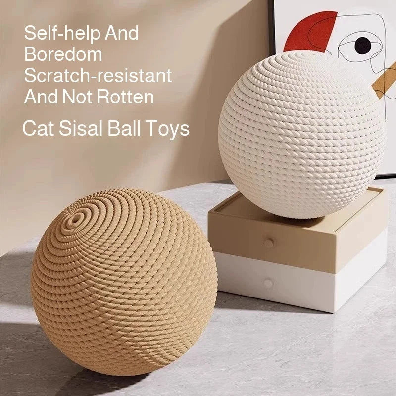 Interactive Sisal Cat Toy Ball for Cats and Kittens - Chew & Teeth Cleaning