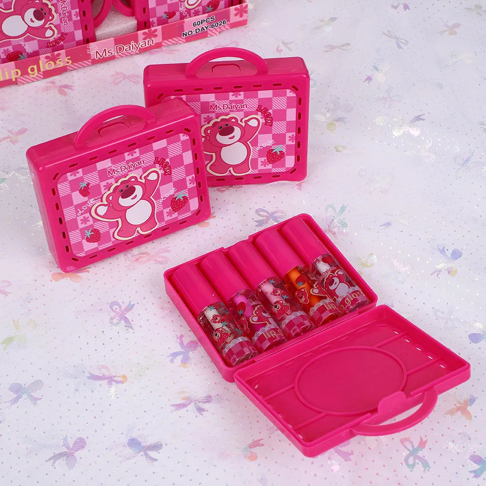 Cute Bear Lip Gloss Set - Moisturizing Lip Oil, Long-Lasting Makeup Gift
